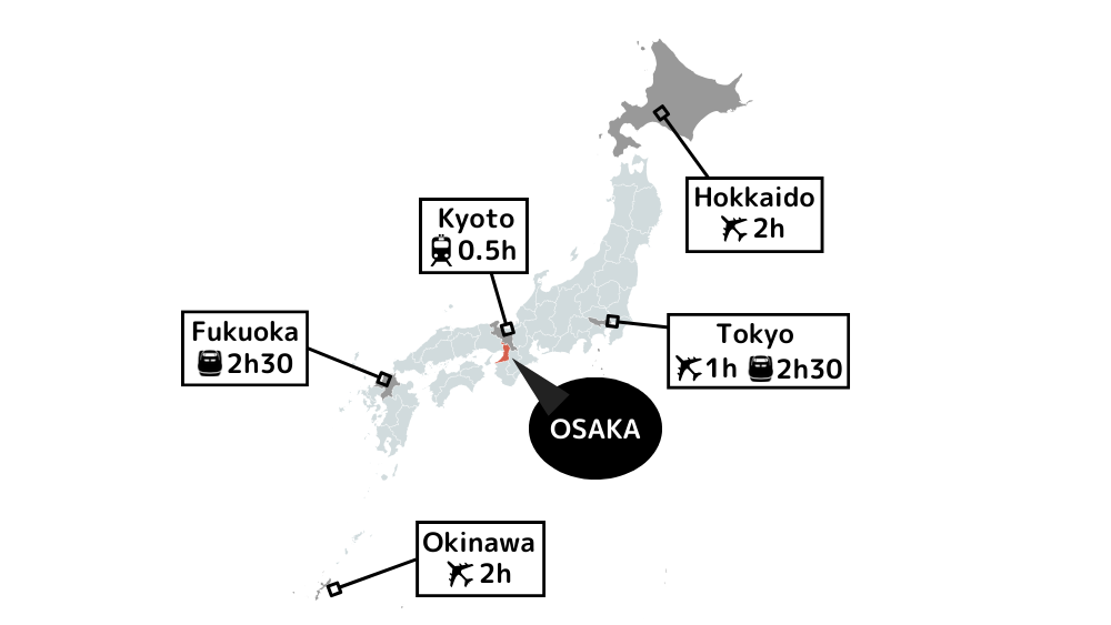 Access map from/to Osaka