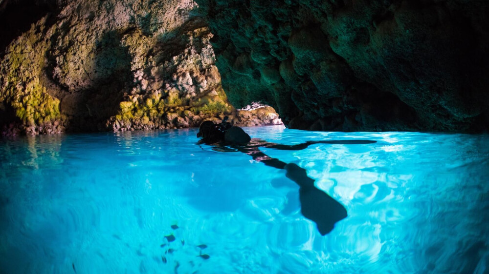 swim in blue cave