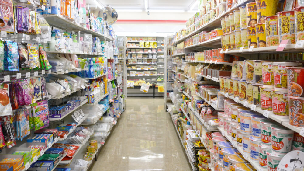 many products displayed on shelves