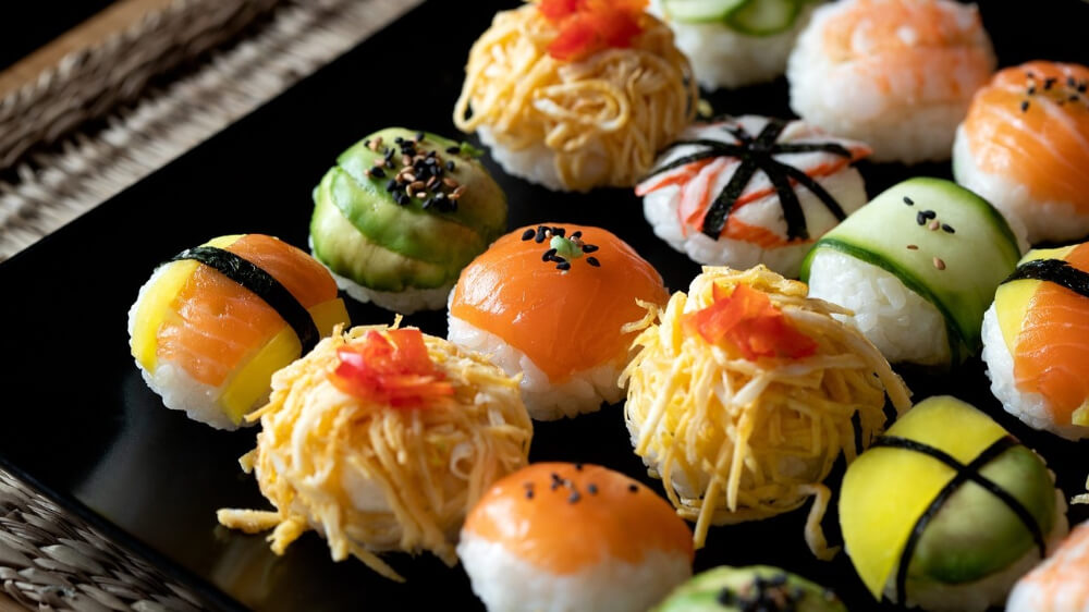 variety of sushi balls