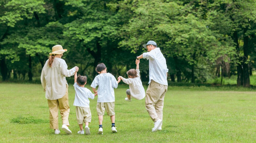 a happy family in the park