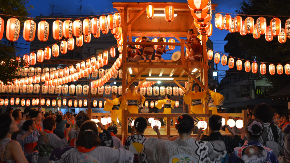 summer festival with many lanterns