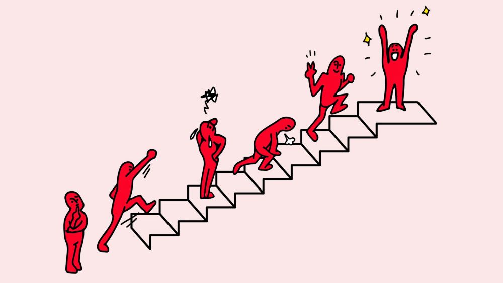 a man going up the staircase