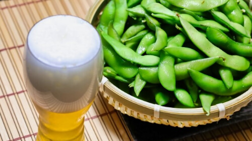 edamame and beer