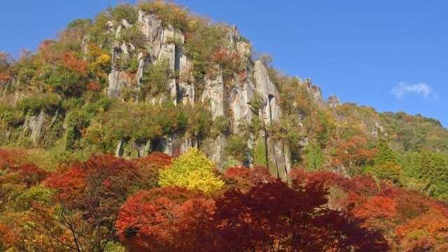 Autumn leaves on mountain of yabakei, Oita