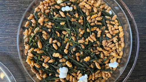 green tea leaf and genmai grain