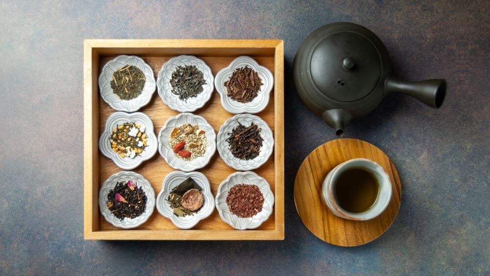 many type of tea displayed